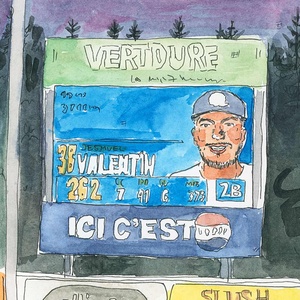 Sketchbook drawings: Baseball match between the Capitales de Québec vs. The New Jersey Jackals