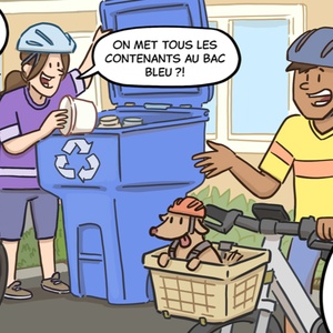 On met tous les contenants au bac bleu