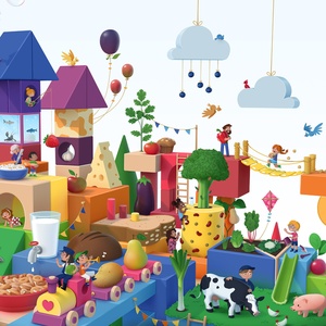 Le village de blocs - Affiche