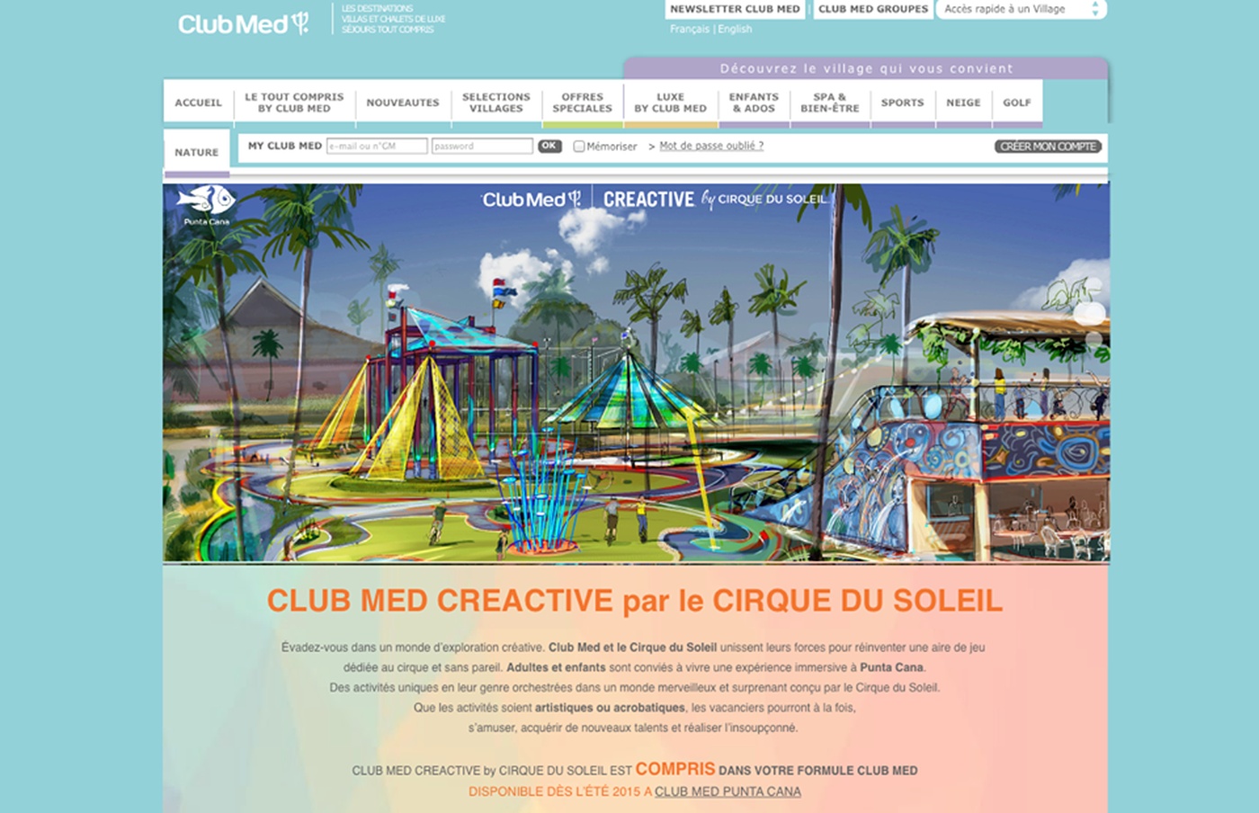 François Couture - maquette Cirque du soleil-Club Med utilisée pour le site web